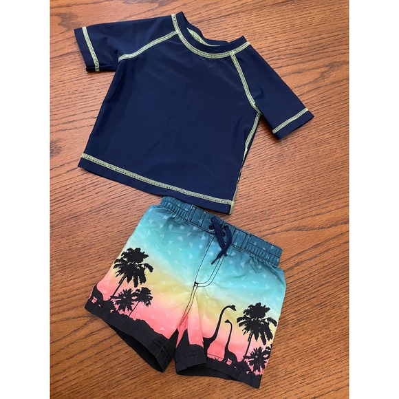 Old Navy Other - Old Navy Swim Trunks & Rash Guard-Dinosaur- 6-12m